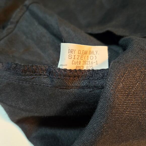 Laundry by Shelli Segal Vintage Linen Dress Size 10 Black Preppy Old Money Chic - Picture 10 of 10
